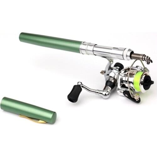 2019 High Quality Mini Pocket Pen Shape Aluminum Alloy Fishing Rod Portable Baitcasting Rods Pole Fishing Reel Set Combos Set