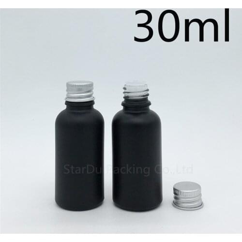 240pcs 30ML Black Frosted Glass Bottle 30cc Vials Essential Oil Bottle with Aluminum cover Perfume bottles