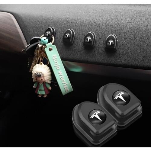 4Pcs ABS Mini Self Adhesive Car Hooks Stickers Interior Accessories For Tesla Model 3 Model X Model S Model Y