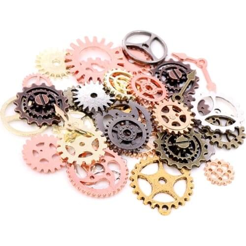 50PCS 8 Color Fashion Size Mix Alloy Mechanical Steampunk Cogs & Gears Diy Accessories Drop ship