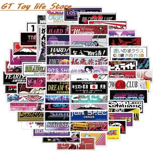 66CS Japanese JDM Anime Stickers For Car Laptop Guitar Luggage Skateboard Waterproof Cool Sticker Decal Kid Toys
