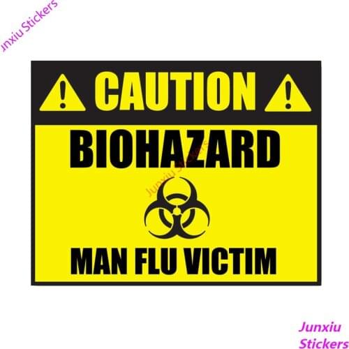 Fashion CAUTION BIOHAZARD MAN FLU VICTIM Car Sticker Funny Window Bumper Motorcycle Laptop Trunk Decal Accessories KK14*11cm