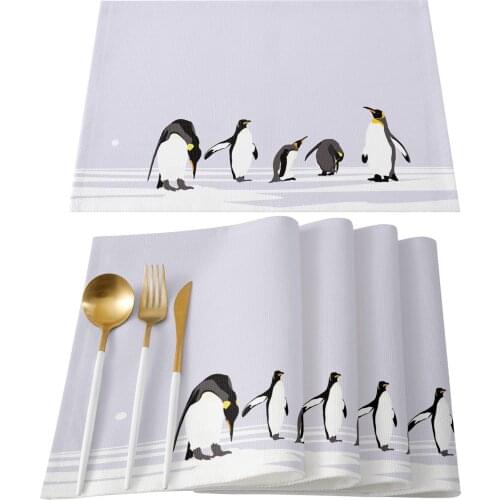 Penguin Snow White Winter Table Mats for Dining Table Kitchen Table Coaster Accessories Modern Home Decor car coaster