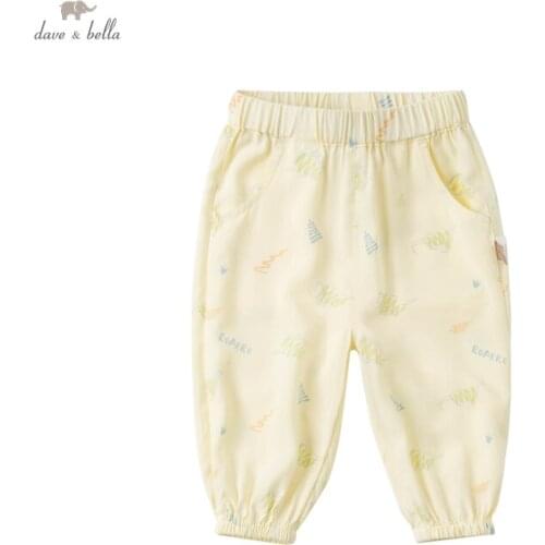 DBX17904 dave bella summer baby boys fashion cartoon print pants children full length kids pants infant toddler trousers