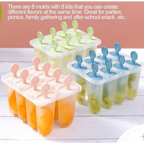 Household Popsicle Mould 8 Piece Set Reusable Frozen Popsicle Maker with Stick and Anti-Drip Protection