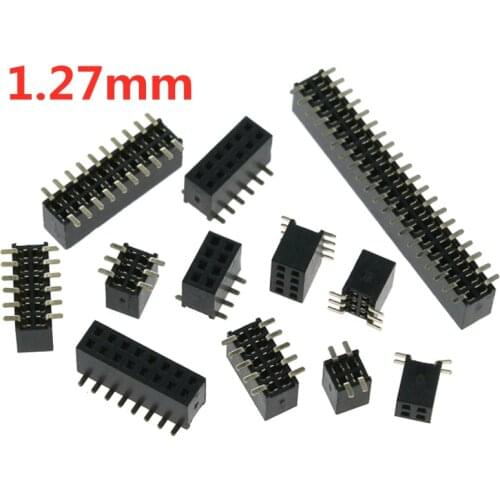 10PCS 1.27MM SMD Double Row Female Socket 2*2/3/4/5/6/7/8/9/10/12/16/20/40/ PIN Female Header Connector