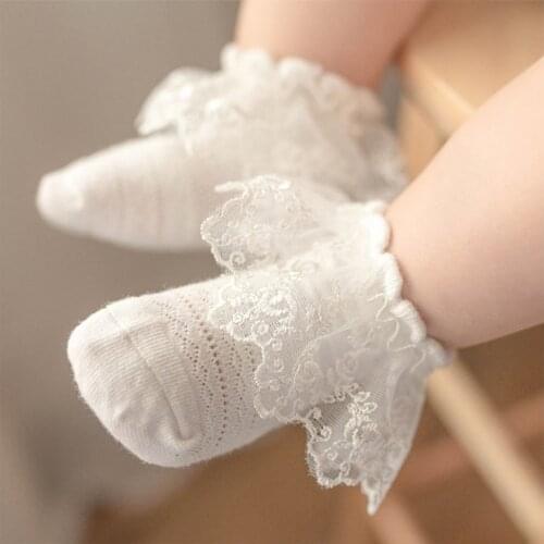 Breathable Cotton Lace Ruffle Princess Mesh Socks Childrens Ankle Short Sock White Pink Yellow Baby Girls Toddler Kids Socks