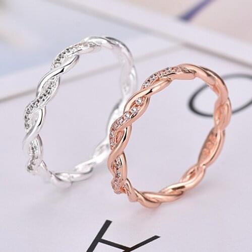 European and American Fashion New Diamond Twisted Couple Ring Simple Creative Personality Ring Wedding Ring Jewelry Party Gift
