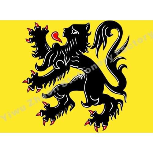Belgium Flanders Flag 150X90cm (3x5FT) 120g 100D Polyester Double Stitched High Quality Banner Free Shipping