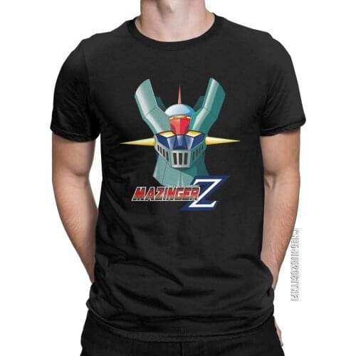Mazinger Front Face With Logo Mens T Shirts Funny Tee Shirt Classic Short Sleeve O Neck T-Shirts Pure Cotton Summer Tops