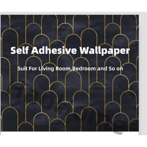 Peel and Stick Contact Paper Bedroom Wall Renovation Black Gold Arc Self Adhesive Wallpaper Furniture Stickers