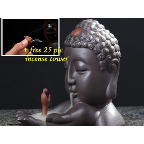 Censer burner; incense burner Buddha antique Tibet Rare Ceramic Censer Cone Smog Backflow Incense Burner Office Home Decor Activ