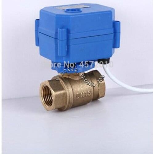 DN15 1/2" Brass 1 inch Two Way Motorized Ball Valve DC5V 12V 24V AC220V Electric water valve 1/2" CR01 CR02 CR03 CR04 CR05