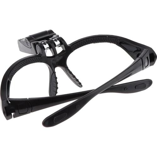 Mag LED Lighted Headband Magnifier Magnifying Glass Loupe+5 Lens