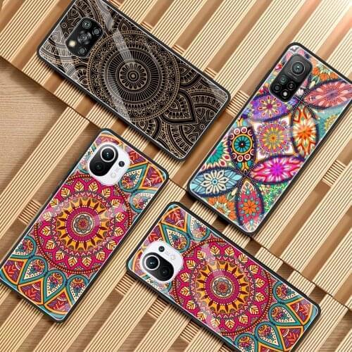 Mandala flower totem Phone Case For Mi 11i 11 Ultra Note 10 10T Lite 9T Poco X3 NFC M2 F2 Pro F3 X2 Soft Shell Frame Fundas