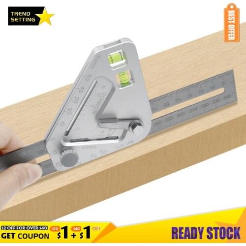 LAMEZIA Multifunctional Woodworking Level Triangle Angle Measurment Ruler Stainless Steel Protractor Carpenter Tools