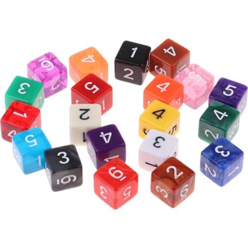 Pack of 20pcs 15mm 6 Sided Dice Set, Great for TRPG for D&D lRPG Game Table Game Accessories