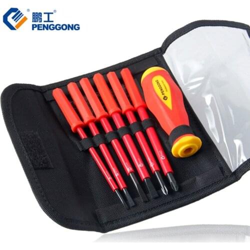 7Pcs Electrician Dedicated Insulated Screwdriver Set Slotted Phillips 1000V High Voltage Resistant Hand Tool Set