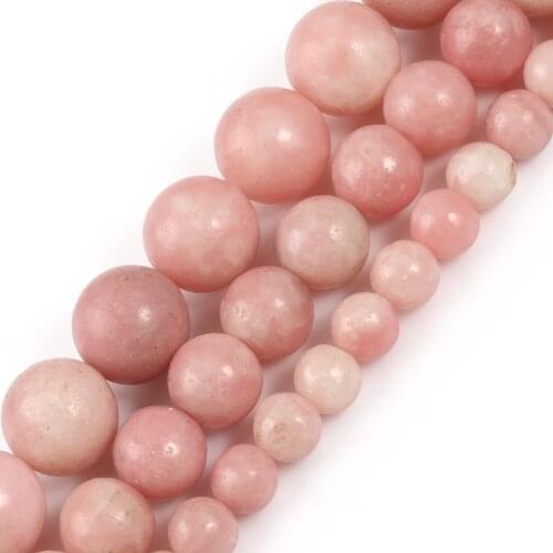 Natural Pink Opal Beads Round Loose Stone Beads for Jewelry Making DIY Bracelet Accessories 15'' Strand 6/8/10mm