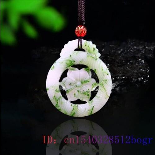 Jade Hexagonal Flower Pendant Jewelry Necklace Chinese Jadeite Natural Gifts Amulet Charm Double sided Fashion Carved