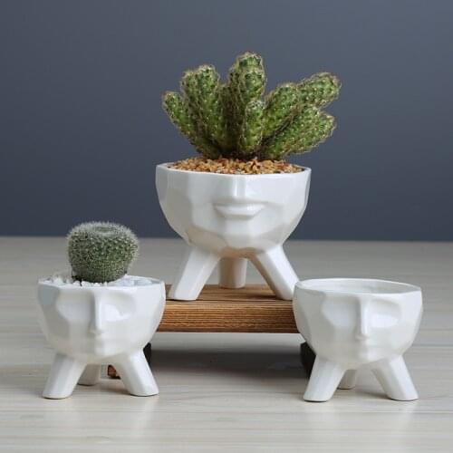 Nordic Creative Geometric Human Face Ceramic Succulent Plant Pot Container Home Garden Decorative Flower Pot Balcony Decorations