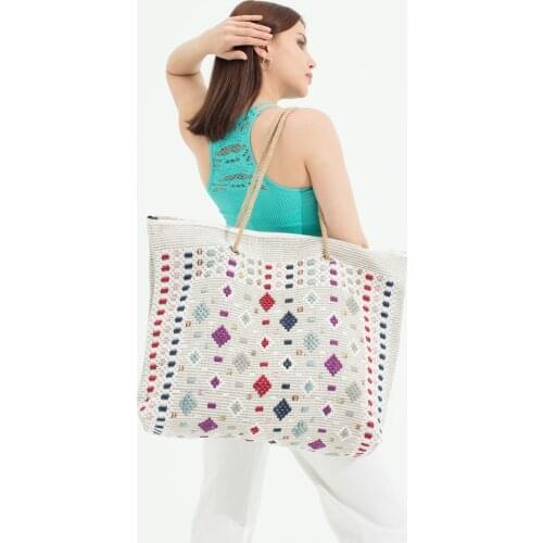Knitted Rug Pattern Shoulder Beach Bag 2021 Summer