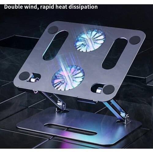 Laptop Stand Cooling Fan Desk Portable Adjustable Foldable Computer Aluminium Desk Notebook Holder tv bed PC Lapdesk Table Stand