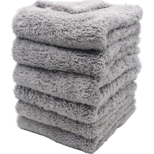 6PCS 500GSM Ultra-Thick Edgeless Microfiber Towels Car Cleaning Cloth Wash Waxing Drying Polishing Detailing Towel Blue Gray