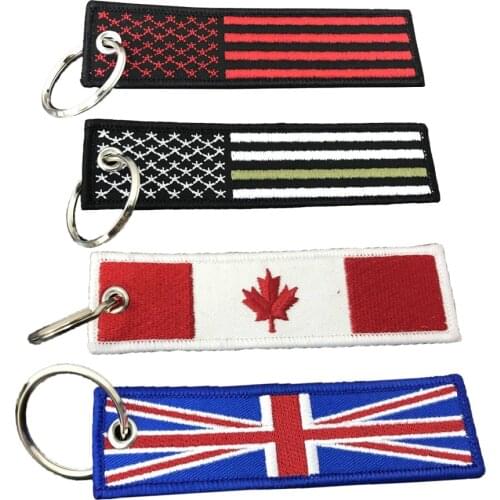Custom keychain, embroidered flag, personalized keychain, outdoor patriotic officer tell me your flag