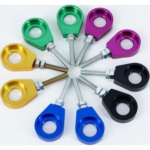 1pair 7 Colors 12mm Rear Wheel Axle Hole Chain Tensioner Adjuster for Motorcycle Modification Parts Accessories