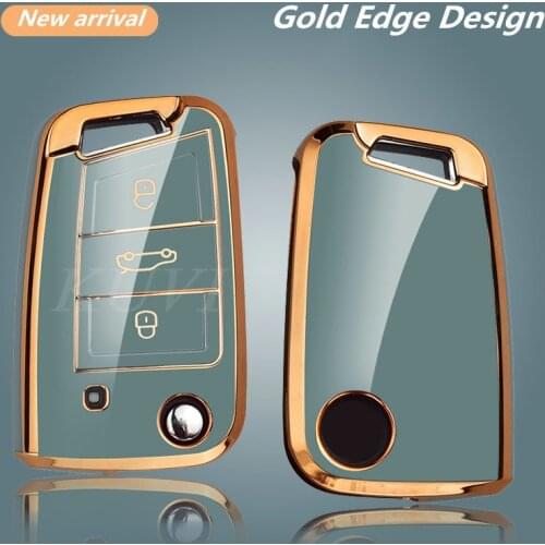 Luxury Plating TPU Car Key Case Cover For VW Volkswagen Golf 7 GTI R MK7 Tiguan MK2 Skoda Octavia A7 SEAT Ateca Leon FR 2 Ibiza