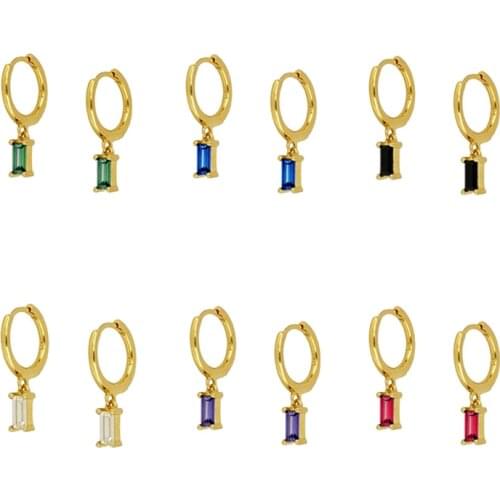 Pendientes Plata 925 Silver Earrings For Women White/Black/Green/Purple Cz Crystal Earring Hoops Fine Jewelry Joyero Gift