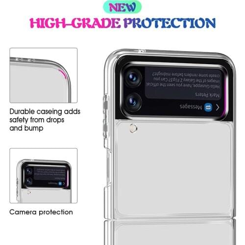 For Samsung Galaxy Z Flip 3 TPU+PC Folding Ultra Thin Protective Shockproof Back Cover Transparent Clear Phone Case Capa Fundas