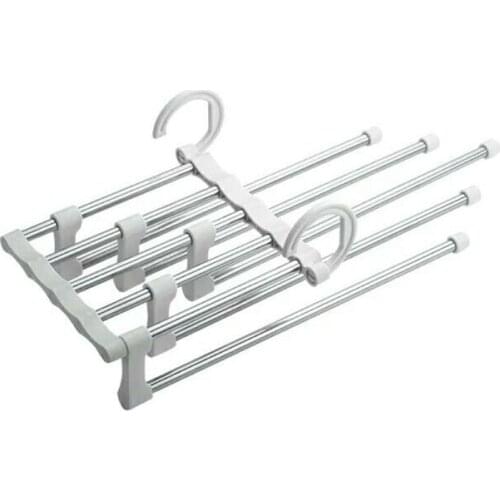 Five-in-one folding Multi Layers Hangers Closet Jeans Stainless Steel Multifunctional MagicTrousers Storage Pants Organizer