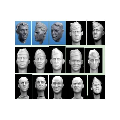 Scene model WWII soldier resin head (15 styles)
