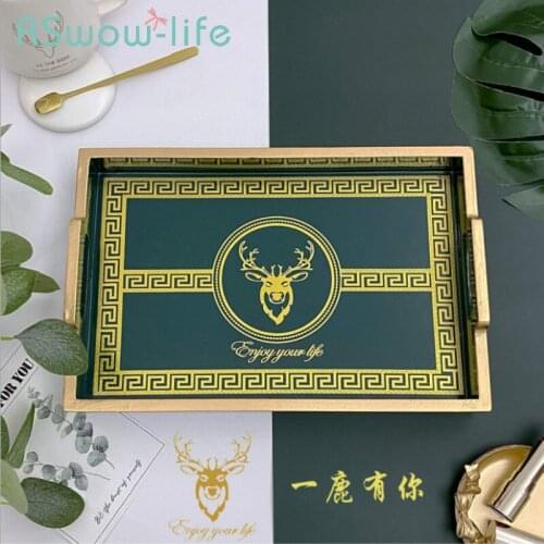 Light Luxury Wooden Storage Tray Rectangular Tea Trays Decorative Creative Home Fruit Snack Serving Tray For Kitchen Items