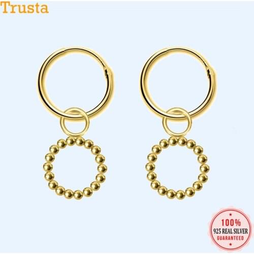 Trustdavis Genuine Fashion 925 Sterling Silver Lovely Hollow Round Hoop Earrings For Women Wedding Party Jewelry Gift DA476