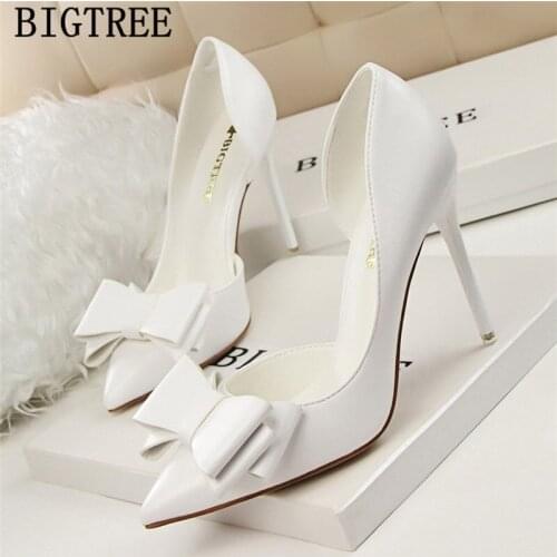 Luxury Heels Pumps Women Shoes Butterfly-knot Fetish High Heels Bigtree Shoes Designer Heels Valentine Shoes Zapatos De Mujer