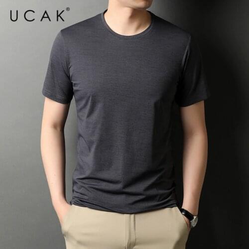 UCAK Brand Classic O-Neck Solid Color T Shirt Men Clothes Summer New Fashion Style Streetwear Casual Soft Tshirts Homme U5466