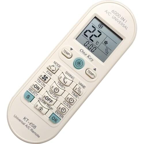 Air Conditioner A/C Conditioning Universal Remote Control for Toshiba Panasonic Sanyo Fujitsu KT-E08 6000 in 1 One Key Series