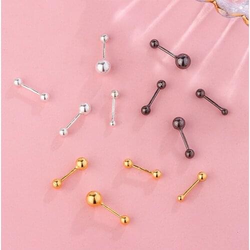 Vintage Fashion Metal Small Stud Earrings Cute Female 2/3/4/5mm Round Earrings Minimalist 925 Sterling Silver Earrings For Women