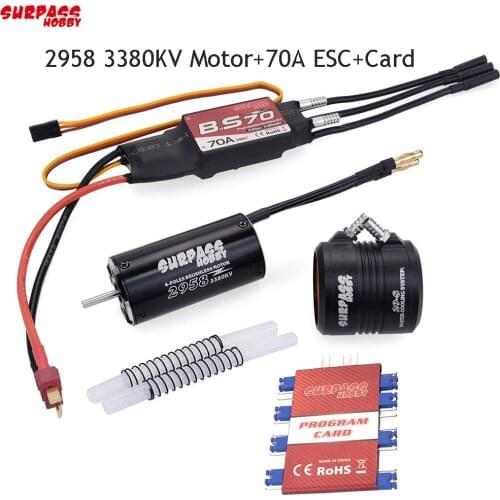 Surpass Waterproof 2958 3380KV Motor w/ Water Cooling Jacket & 70A Brushless ESC Programming Card For RC Boat RC Accessories