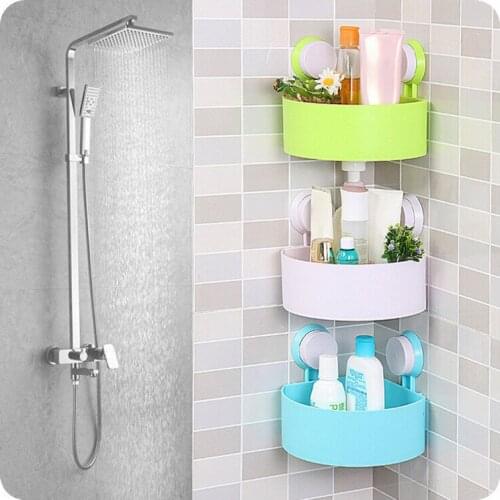 High Quality Corner Organizer Shelf Suction Rack Cup Storage Home Bathroom Kitchen Shower Wall Basket Durable fashion