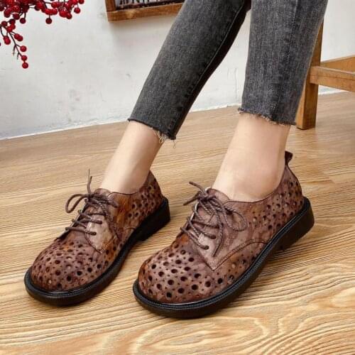 YourSeason Ladies Lace Up Hollow Sandals Mixed Colors New Concise Handmade Casual Women Vintage 2021 Shoes Genuine Leather