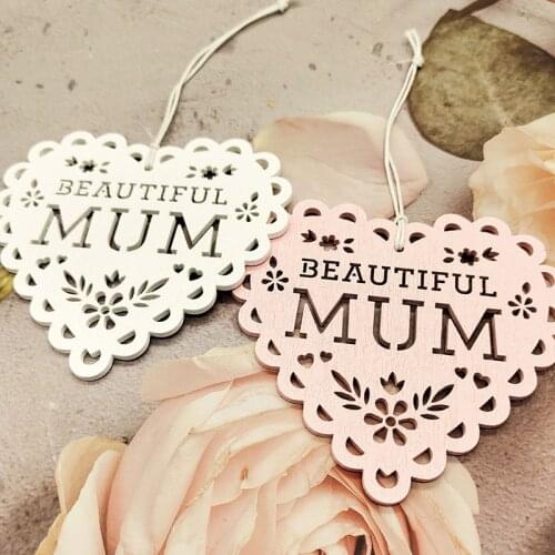 10Pcs Mothers Day 2021 Wooden Love Heart Plaque Gift Hanging Ornaments For Mum Mummy Mother