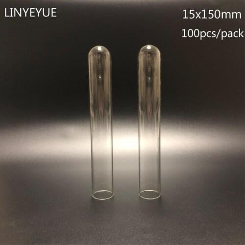 100 pieces/pack 15x150mm lab Glass Test tube U-shape Bottom Laboratory Glass Tube