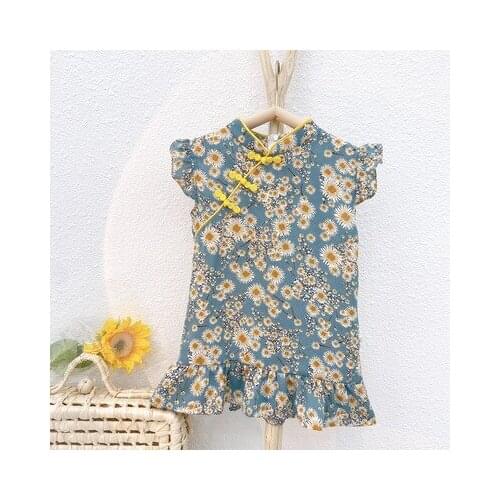 2021 Chinese Style Girls Dress Sleeveless National Dress for Baby Girl Summer Clothing Girl Clothes Toddler Girl Dressing