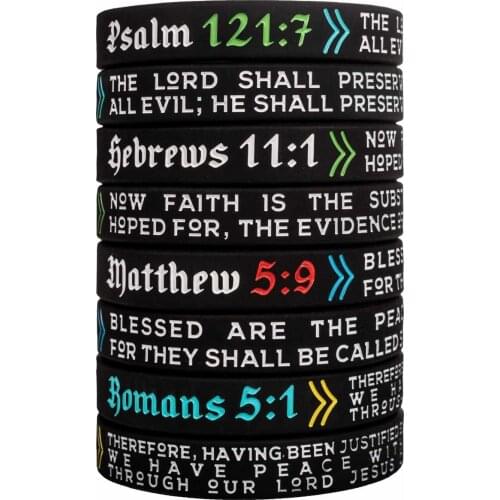 300pcs Psalm Hebrews Matthew Romans Religious Scriptures Silicone Wristbands Bracelets Free Shipping by DHL