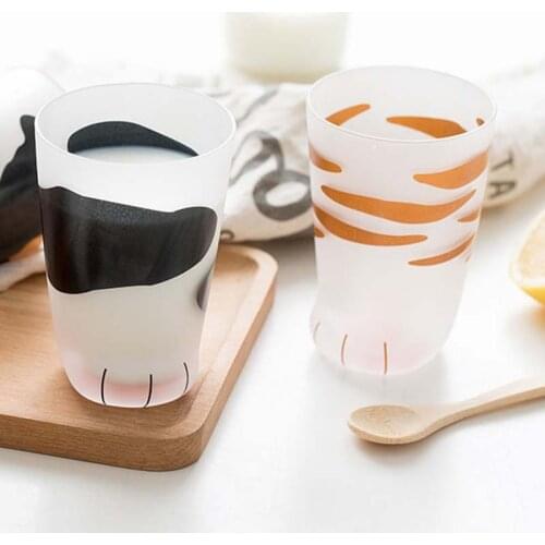 350ml Creative Cute Kawaii Cat Paws Double Glass Cup Tiger Paws Mug Office Coffee Mug Tumbler Breakfast Milk Porcelain Cup Gifts