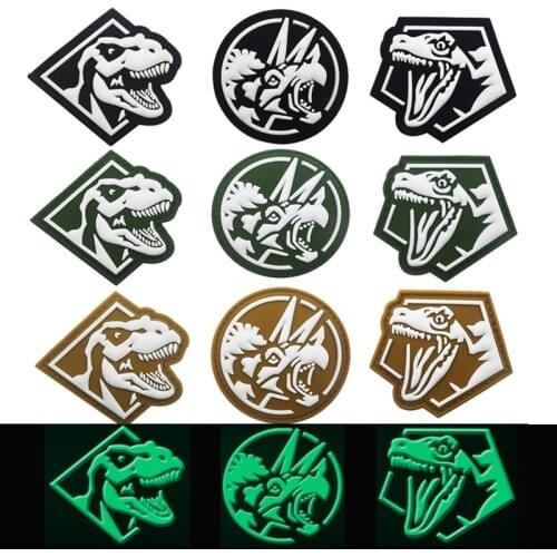 3D T-rex T Rex King Dinosaurs Triceratops PVC Patch Military Patches Tactical Badges Combat Patches For Clothing Backpack